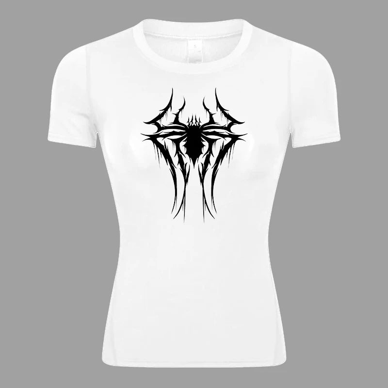 Women's Spider Print Compression Shirt - Image 32