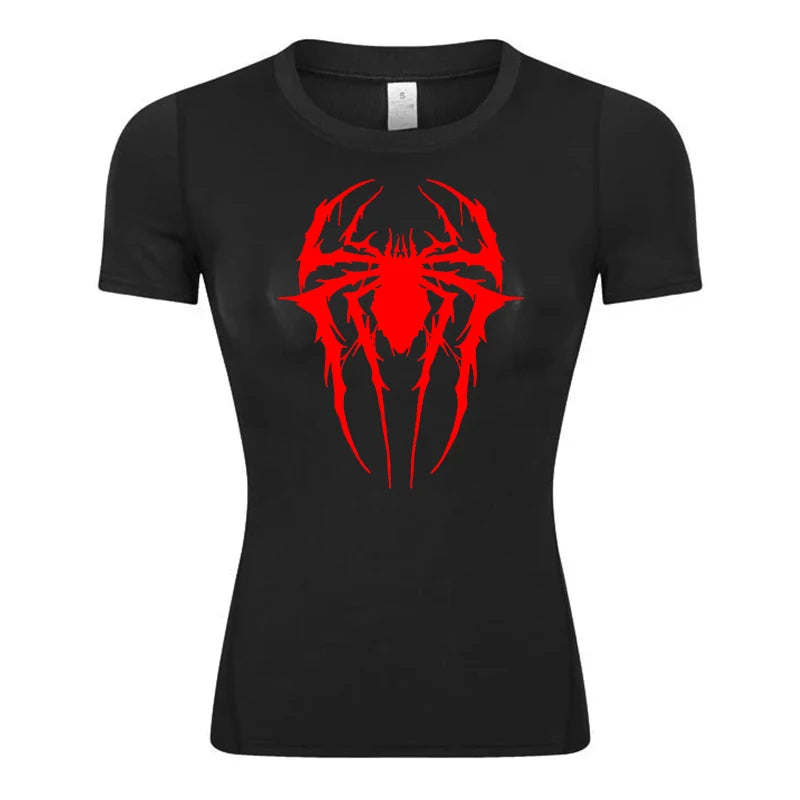 Women's Spider Print Compression Shirt - Image 14