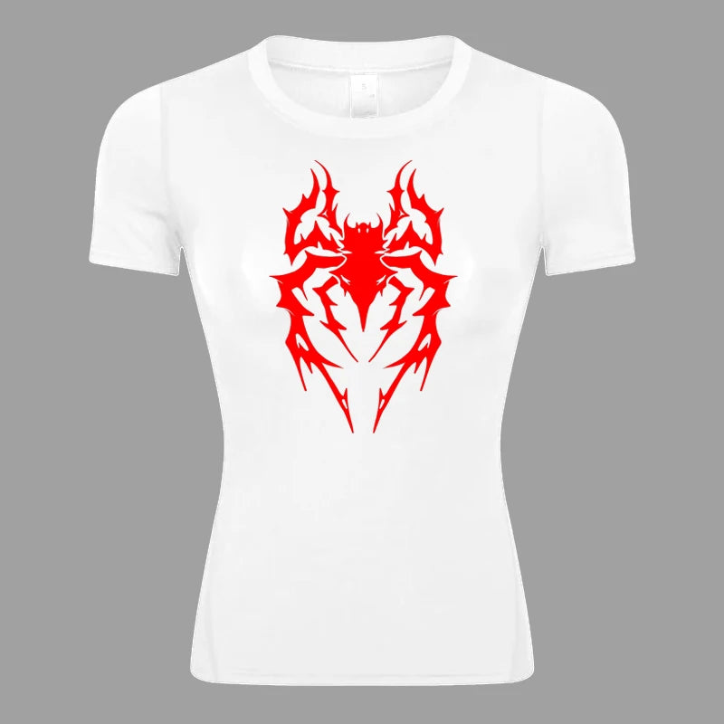 Women's Spider Print Compression Shirt - Image 9