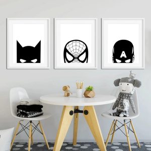 Black and White Spider-Man Superheroes Poster